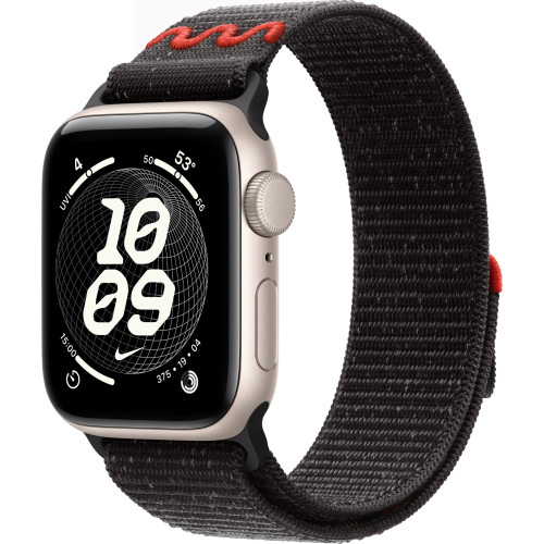 Смарт-часы Apple Watch SE (2025) 40mm Starlight Aluminum Case with Midnight Black Nike Sport Loop
