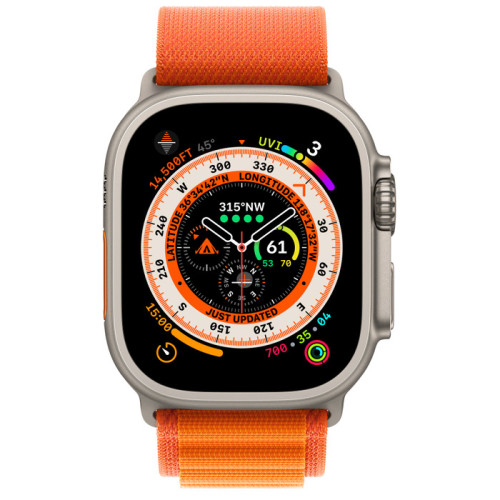 Смарт-часы Apple Watch Ultra GPS + Cellular 49mm Titanium Case with Orange Alpine Loop M (MQFJ3)