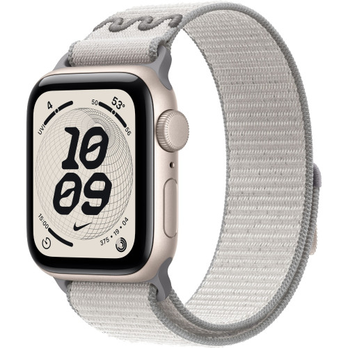 Смарт-часы Apple Watch SE (2025) 40mm Starlight Aluminum Case with Veiled Grey Nike Sport Loop