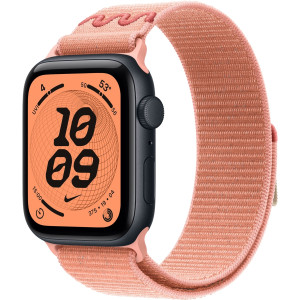 Смарт-часы Apple Watch SE (2025) 44mm Midnight Aluminum Case with Alpenglow Pink Nike Sport Loop
