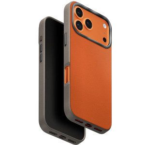 Чехол Uniq Lyden DS Dual-Tone Premium Leatherette Case with MagClick для iPhone 17 Pro Flame Orange/Flint Gray
