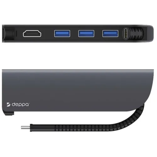 Хаб Deppa USB-C 5 в 1 (73125) Space Gray