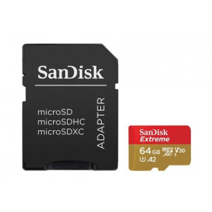 Карта памяти Sandisk Extreme 64GB MicroSDXC Class 10/UHS-I/U3/V30/A2/160 Мб/с SDSQXA2-064G-GN6MA