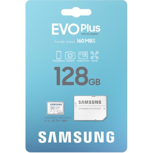 Карта памяти Samsung EVO Plus 128GB MicroSDXC Class 10/UHS-I U3 (MB-MC128SA)