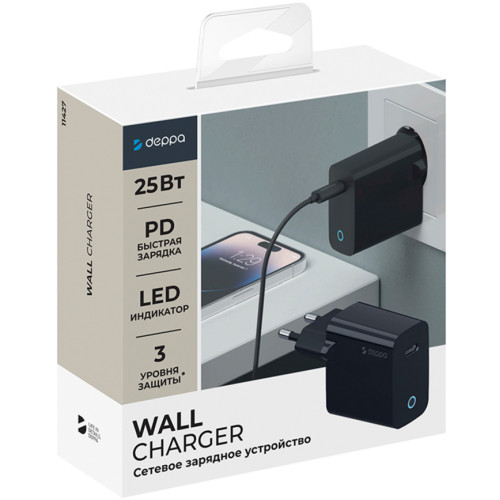 Сетевое зарядное устройство Deppa 25W USB-C 11427 Black