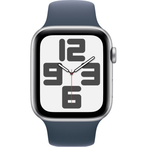 Смарт-часы Apple Watch SE (2023) 44mm Silver Aluminium Case with Storm Blue Sport Band M/L (MREE3)