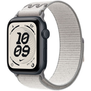 Смарт-часы Apple Watch SE (2025) 44mm Midnight Aluminum Case with Veiled Grey Nike Sport Loop