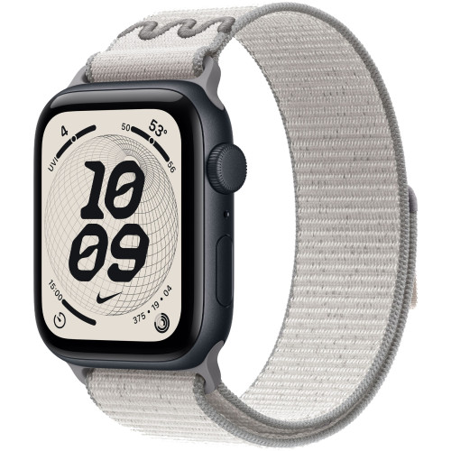 Смарт-часы Apple Watch SE (2025) 44mm Midnight Aluminum Case with Veiled Grey Nike Sport Loop