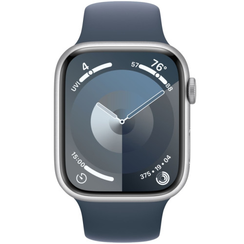 Смарт-часы Apple Watch Series 9 41mm Silver Aluminum Case with Storm Blue Sport Band S/M (MR903)