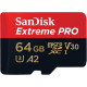 Карта памяти Sandisk Extreme Pro 64GB MicroSDXC Class 10/UHS-I/U3/V30/A2/170 Мб/с SDSQXCY-064G-GN6MA