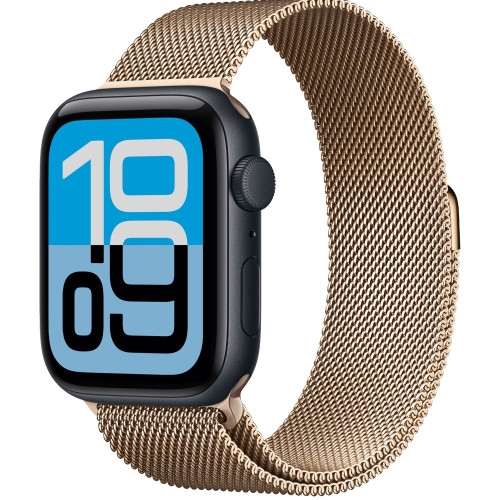 Смарт-часы Apple Watch SE (2025) 40mm Midnight Aluminum Case with Gold Milanese Loop