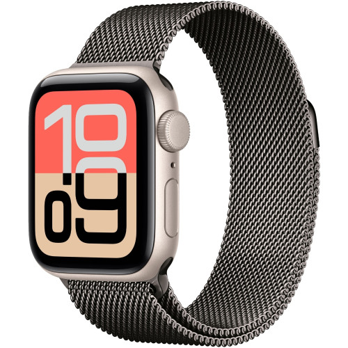 Смарт-часы Apple Watch SE (2025) 40mm Starlight Aluminum Case with Slate Milanese Loop