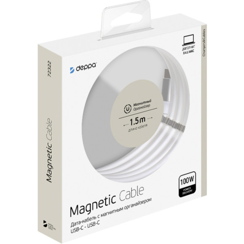 Кабель Deppa USB-C/USB-C 1,5m 72322 White