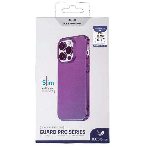 Чехол прозрачный Keephone для iPhone 14 Pro Max Guard Pro Series Ultra Slim Violet Crystal Clear